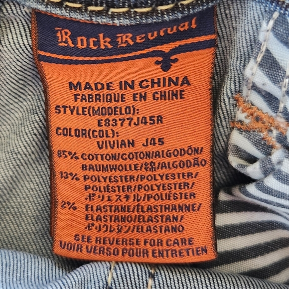 Rock Revival Buckle "Vivian" Low Rise Straight Leg Blue Jeans | Women's Size 28 - Picture 12 of 15